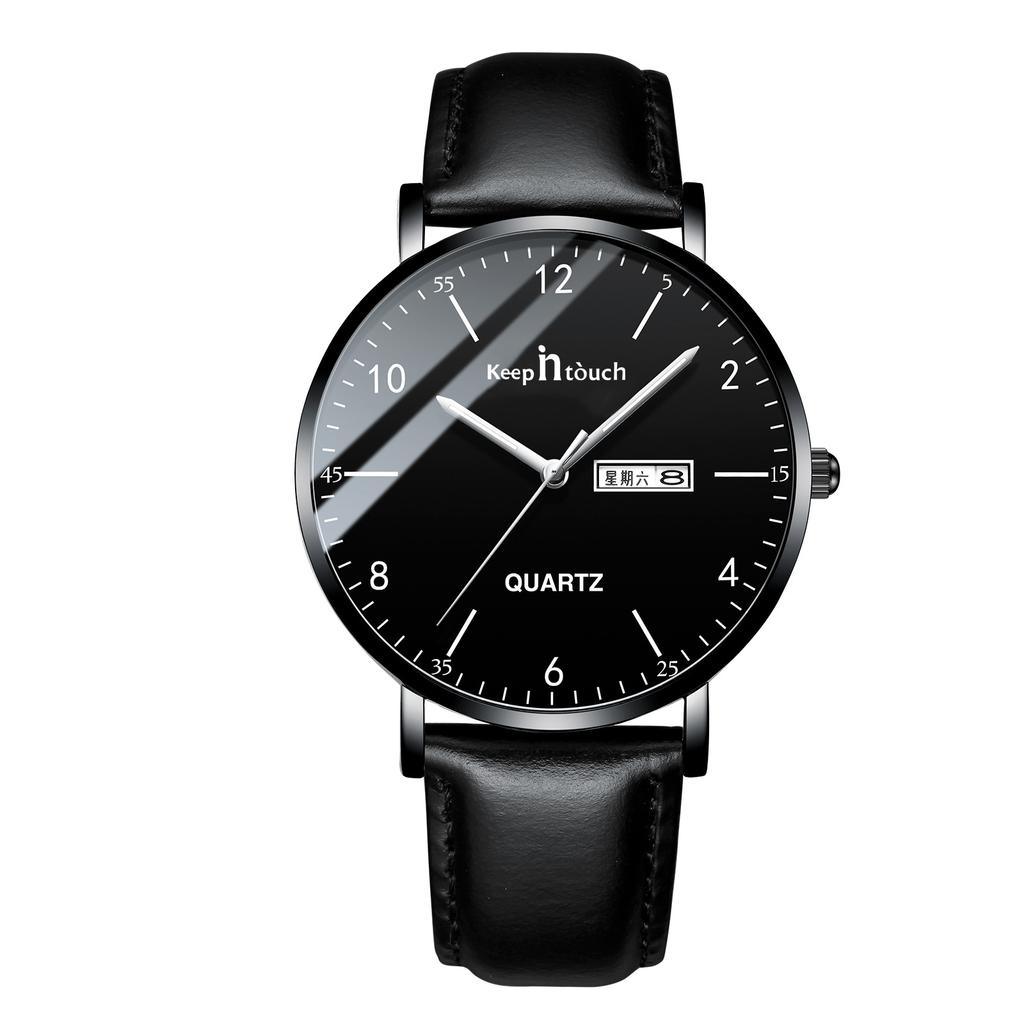 Silent Ultra-thin Men's Watch for Junior and High School Exams Men's Luminous Waterproof Quartz Watch for Young and High School Students