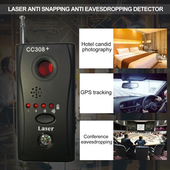 

CC308 Тестер беспроводного сигнала Предупреждение о низком напряжении Защита конфиденциальности Mini USB Штепсельная вилка США/ЕС Беспроводной детектор сигналов для отеля