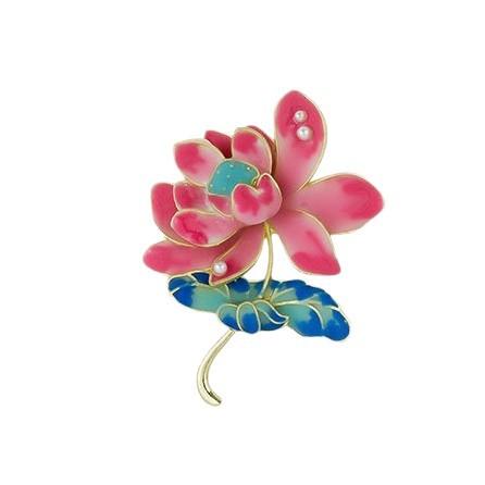 Traditional Style Enamel Lotus Brooch For Women, Niche High-End Corsage, High-End Lotus Brooch, Front-Pressed Clothing Accessory