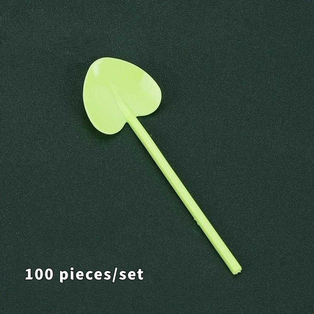 100PCS Thickened Disposable Spoons Food Grade Dessert Spoons Plastic Spoons Picnic зелёный
