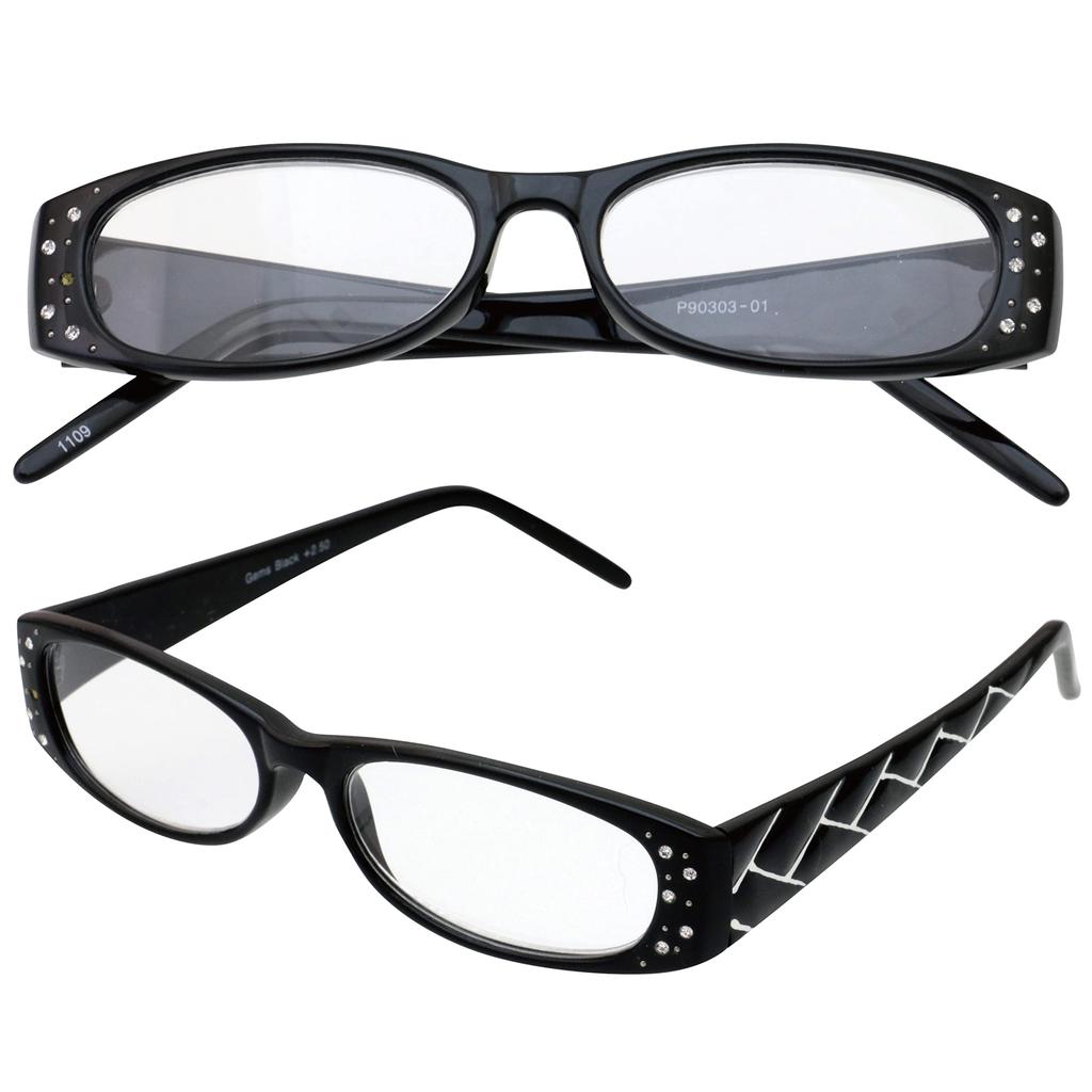 Eye SP90303BK450 Reading Stylish Reading Case P90303 Black [Senior Club] Glasses, Eyeglasses, 4.5mm, Women's, Rhinestone-embellished, Glasses,
