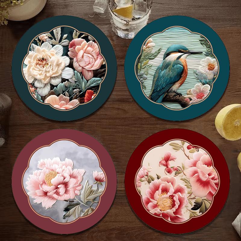 Ethnic Luxury Diatom Mud Coaster Creative Fruit Plate Heat Insulation Cup Pad Absorbent Anti Slip Kitchen Tea Mat