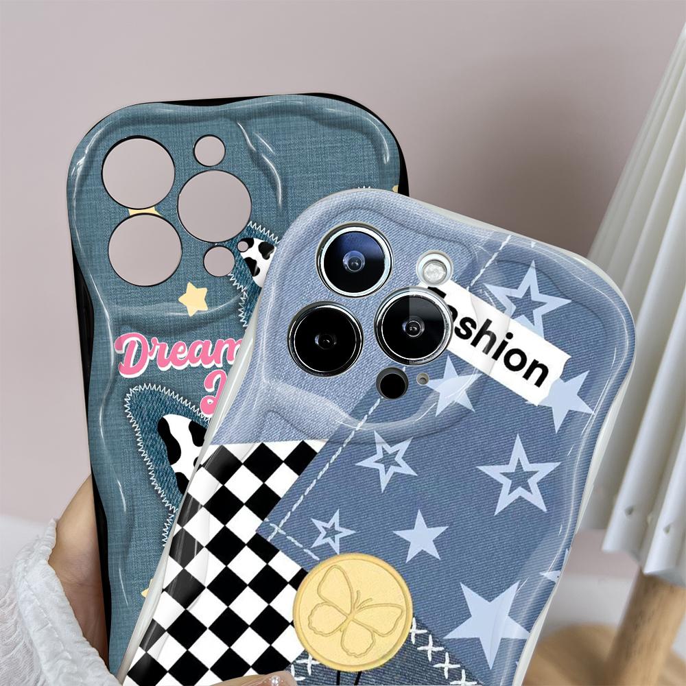For Honor 90 Lite P30 Pro Infinix Hot 30 40 40i 40 Pro Smart 8 Pro Vivo V29e V30e Fashion Cowboy Denim Cream Texture Soft Silicone Phone Case