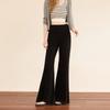 Sancai 2026 Autumn Slim High-Waist Flared Black Pants