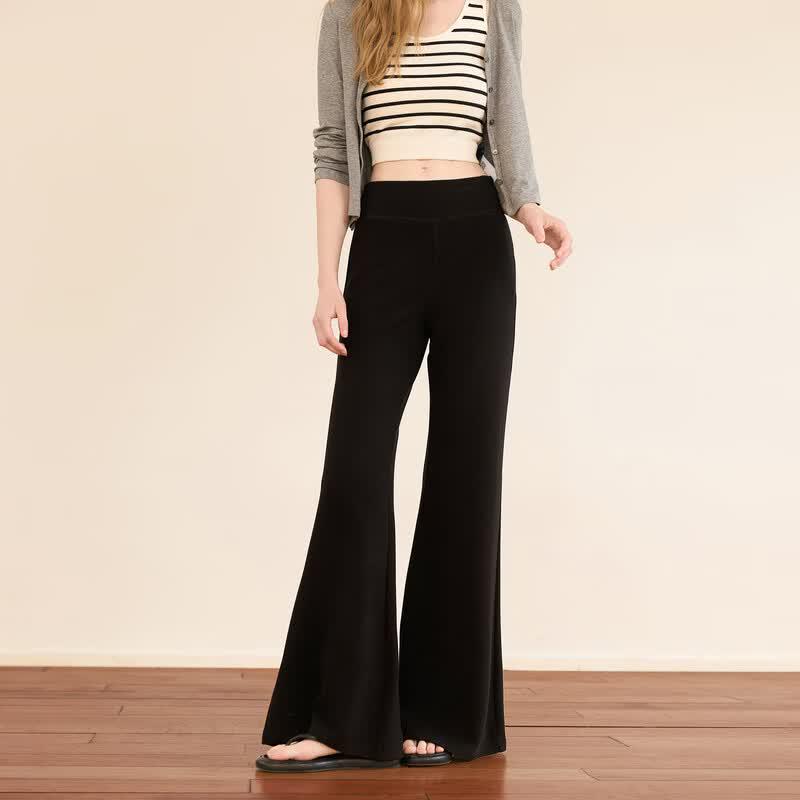 Sancai 2026 Autumn Slim High-Waist Flared Black Pants