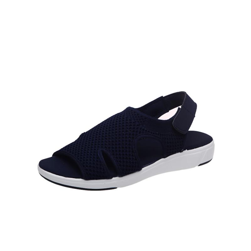 Sommer Neue Damen Sandalen Große Größe Atmungsaktiv Elastisch Flacher Boden Lässige Damenschuhe