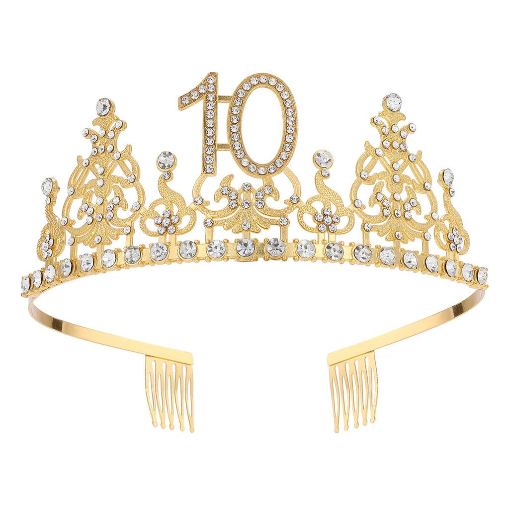 Fashion Alloy Digital Crown With Diamond Tiara 18Th Birthday Party Pearl Alloy Headband