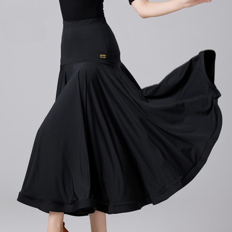 Dámská moderní kolová sukně Waltz Sálový tanec Tréninková volánová dlouhá sukně Dámská sálová taneční poloviční sukně Jednobarevné dlouhé šaty