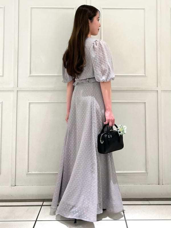 Snidel Jacquard Puff Cropped Blouse SWFB252007 GRY Women's