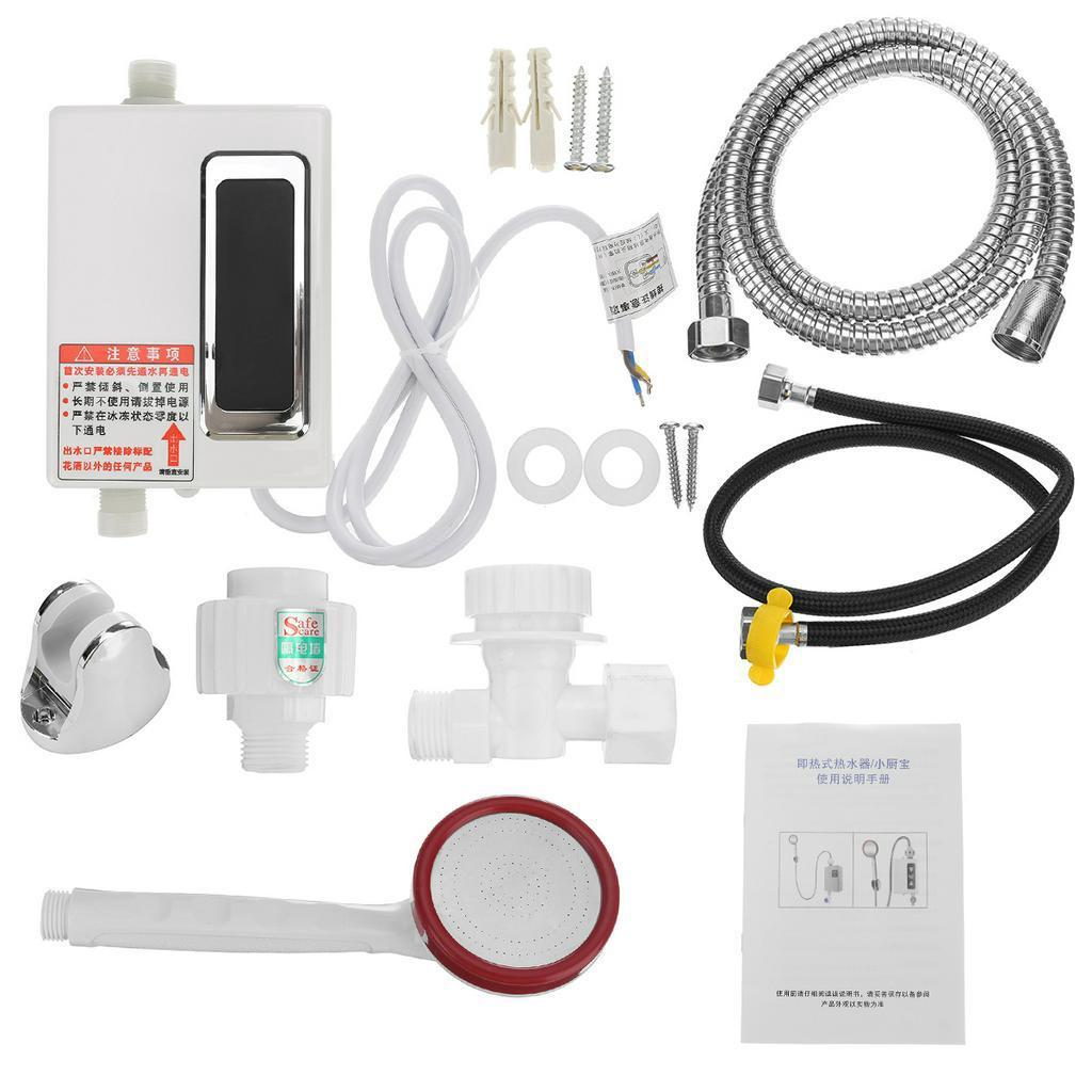 3000W Shower Tankless Tap Water Heater Bathroom Kitchen Instant Electric Hot Water Heater Tap Temperature Display Faucet