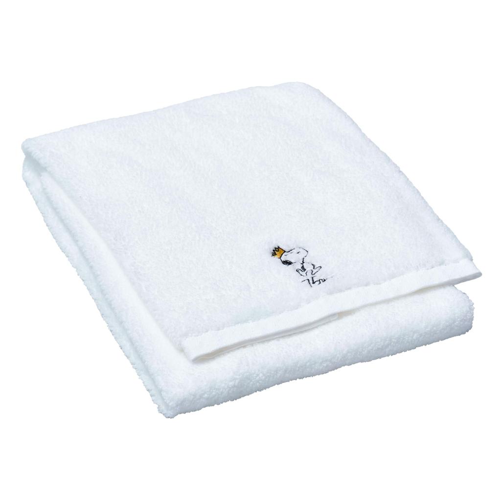Nishikawa Snoopy Bath Made with Untwisted Yarn for a Fluffy Towel with Embroidered Made in Light 75th Anniversary Towel, 60x120cm, Washable, 100%