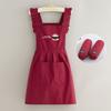 New Korean Style Pleats Trim Aprons Taslon Cross Back Dress Aprons Large Pockets Waterproof Painting Apron for Florist Shop