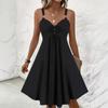 Women's Plus Size Sweetheart Neck Sleeveless A-Line Midi Dress with Ruched Detail