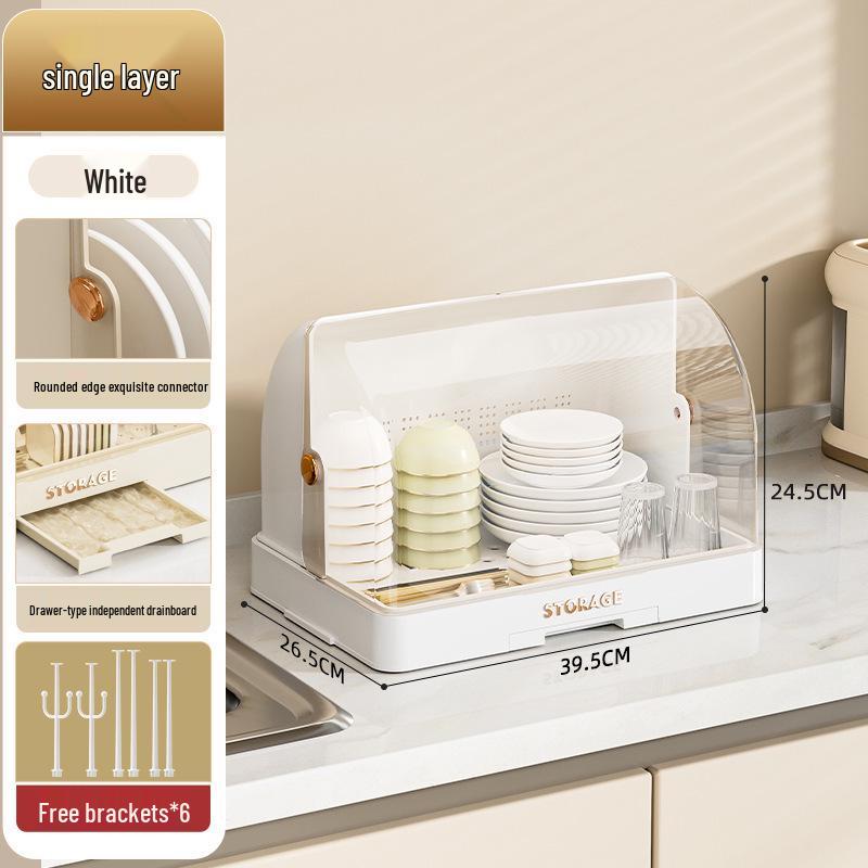 Kitchen Dish Rack with Lid: Bowl, Chopstick, and Cutlery Organizer