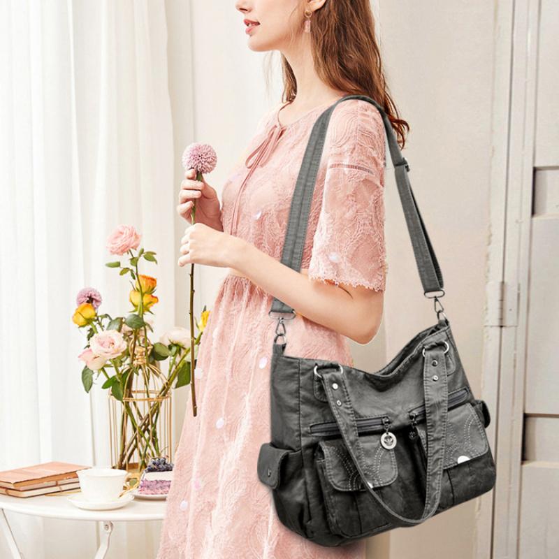 Women Soft Leather Shopping HandbagsFemale Shoulder Crossbody Bag Ladies Casual Totes Shopper Messenger Bags