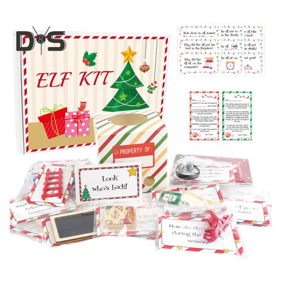 

24 дня Рождественский эльф набор Обратный отсчет до Рождества Эльф Приключения Реквизит Праздничная лестница Доска Поздравительная открытка Игрушки Набор 1 Set