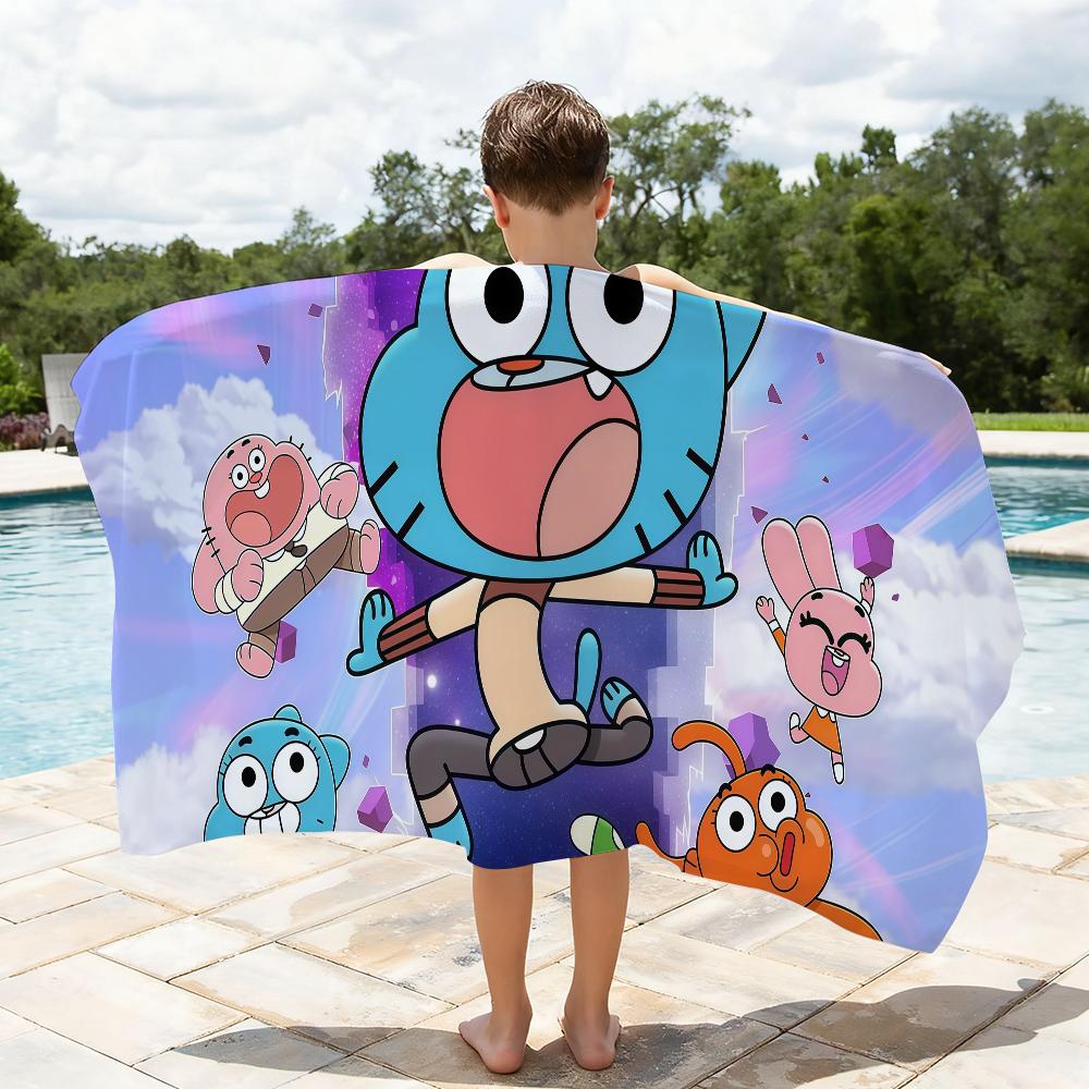 Cartoon W-World Of G-GumballS Handtuch Schnelltrocknend Strandhandtücher Sind Geeignet Für Schwimmbäder Camping Yoga Und Das Fitnessstudio