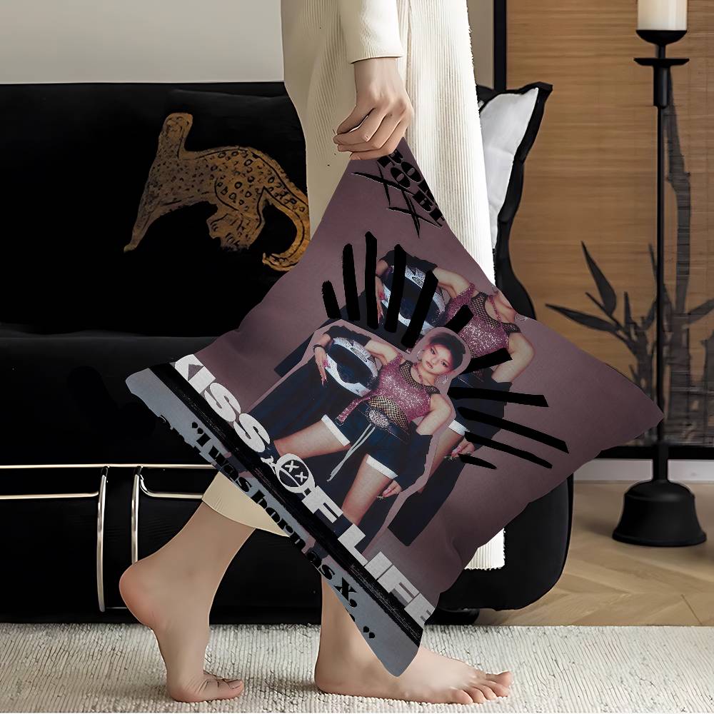 Kpop KKiss of Life Pillow Gift Home Office Decoration Bedroom Sofa Car Cushion Cover Case X