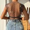 Summer Ins2024 European and American Personalized New Arrival Women's Clothing Sexy Best Selling Cut Out Mesh Rhinestone Small Top Vest
