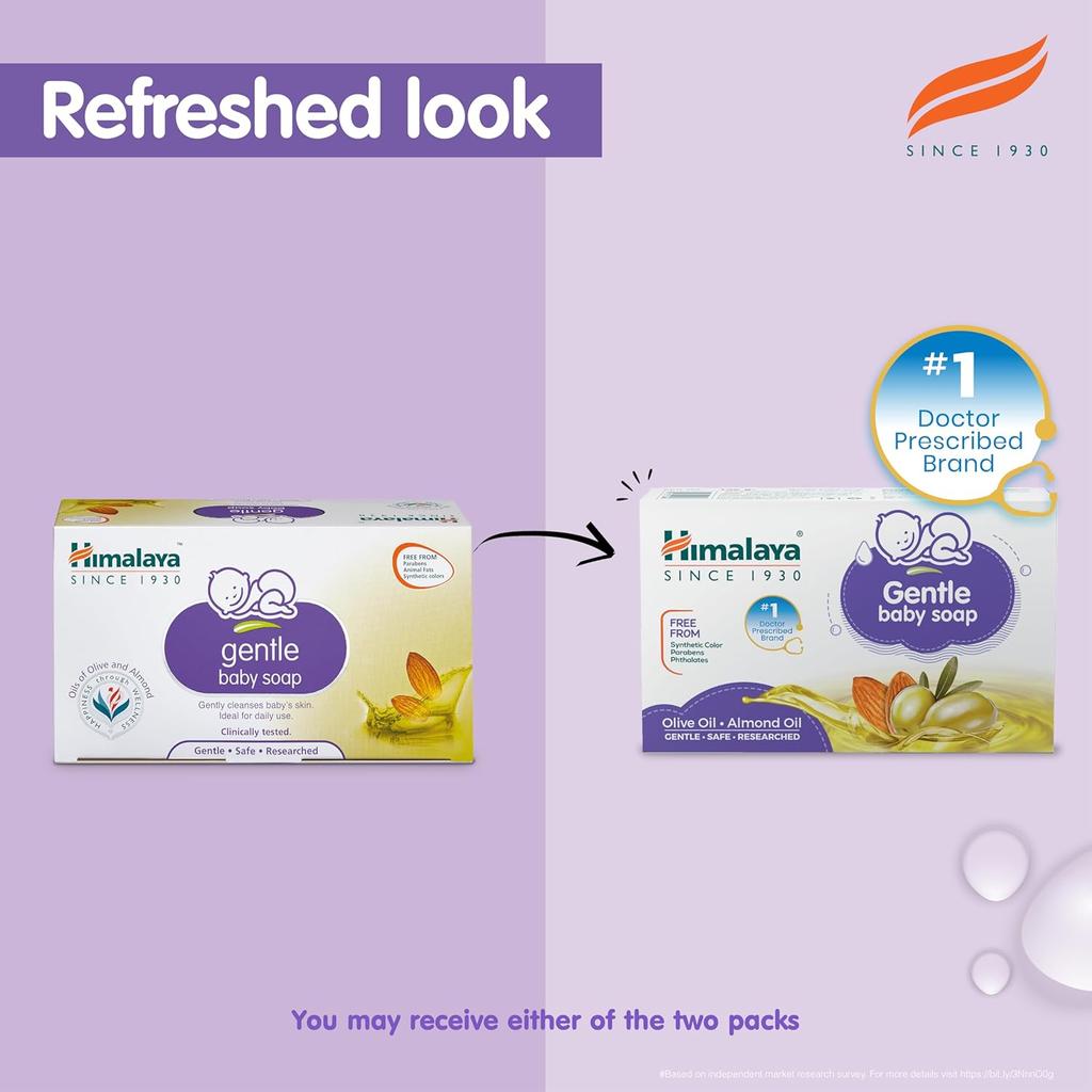 Himalaya Gentle Baby Soap 75g X4 Pack Natural Moisturizing Cleanser for Soft Skin