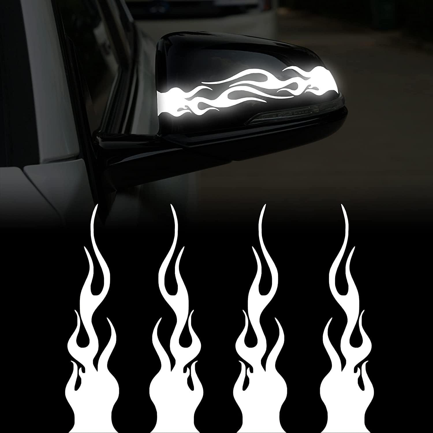 

Flames Stickers, 5.9 inches (15 cm), Waterproof, Durable, Aurora Color for Cars, Motorcycles, Helmets, Bicycles, Safety Custom Decal Stickers, (White) белый