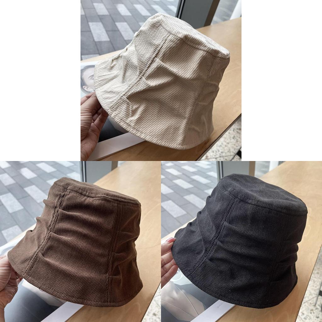 Vintage Corduroy Fisherman Hat With Wrinkled Design For Casual Spring And Fall Wear