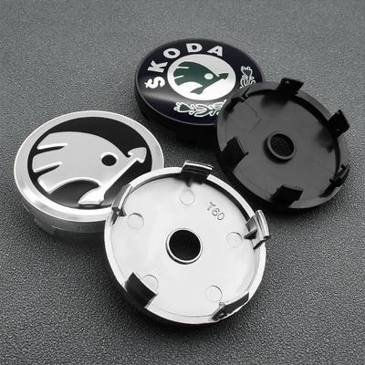 2025 Heiß 4 Stück 56mm+60mm Auto Radnabenkappe Felgenabdeckung Emblem Aufkleber Für Skoda Rapid Octavia A5 RS Kodiaq Fabia A7 2022 Ac