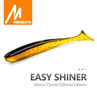 MEREDITH Easy Shiner rybářské návnady 50 mm 75 mm 100 mm 130 mm Woblery Lov kaprů Měkké návnady Silikonové umělé dvoubarevné návnady