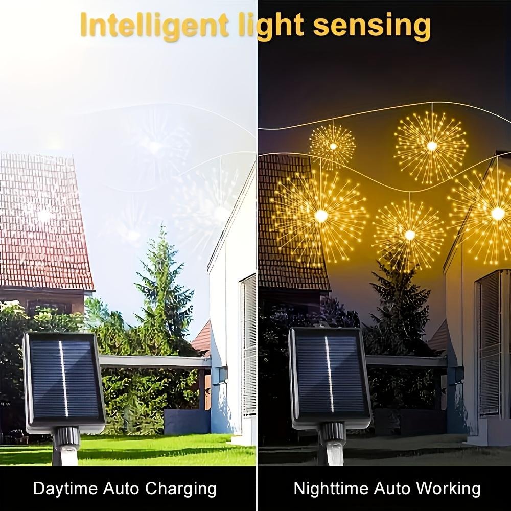 4/5pcs of Solar-Powered Outdoor Firework Lights, Featuring 240/360/450 LED Sparkling Starburst Sphere Designs, Available in Warm White, Multicolor