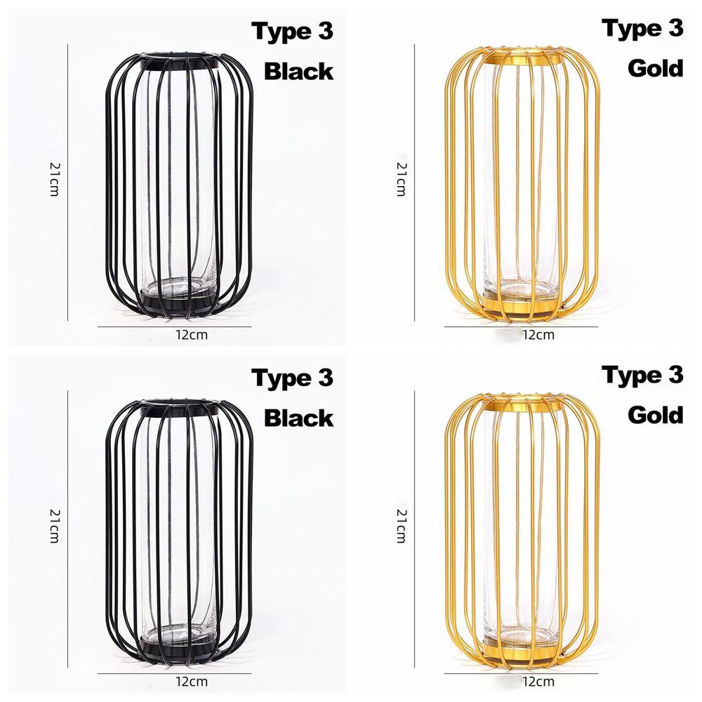 Nordic Styles Hydroponic Flower Vaas Geometrisch Lijn Frame IJzeren Kunst Vaas Glazen Reageerbuis Metalen Houder Huisdecoratie Ambachtelijk Cadeau