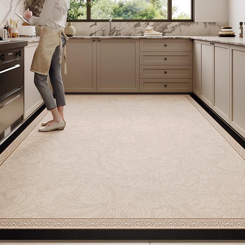 PVC Leather Kitchen Floor Mat High-end Luxury Large Area Carpet Practical Anti-fouling Waterproof Anti-slip Balcony Rug Alfombra