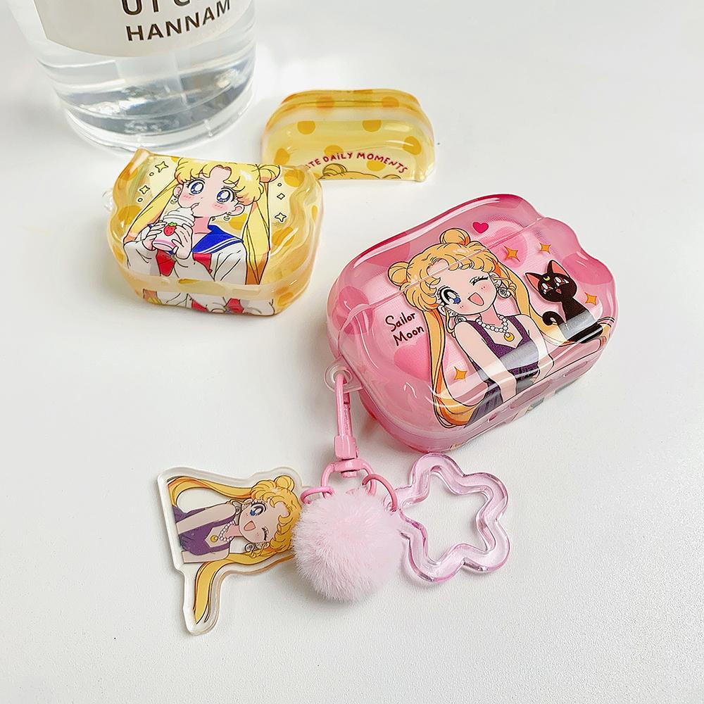 Anime Sailor Moon Cute Cartoon Earphone Case For Airpods 4 2 3 1 Pro 3 2 Wireless Bluetooth Headset Protective Hard Cover