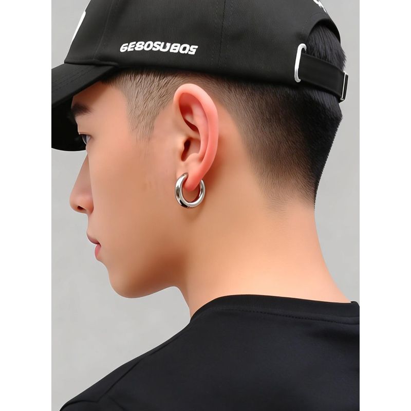 Fashion hip-hop hiphop rap bold thickened big earring Men wide earrings single titanium steel stud earrings Fancy