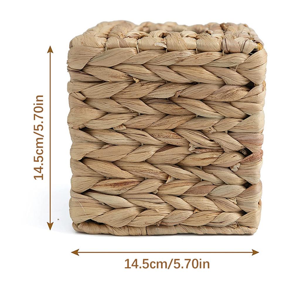 Elegante Wasserhyazinthe Handgewebter Quadratischer Taschentuchbox Halter Heimdekoration Aufbewahrungsbehälter für Küchenrolle