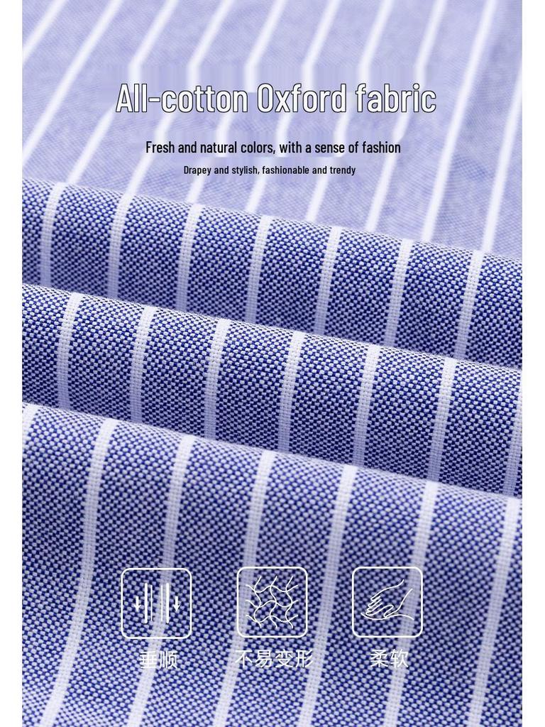 2025 Men's Striped Cotton Oxford Long Sleeve Button-Down Cardigan Shirt, Plus Size Available