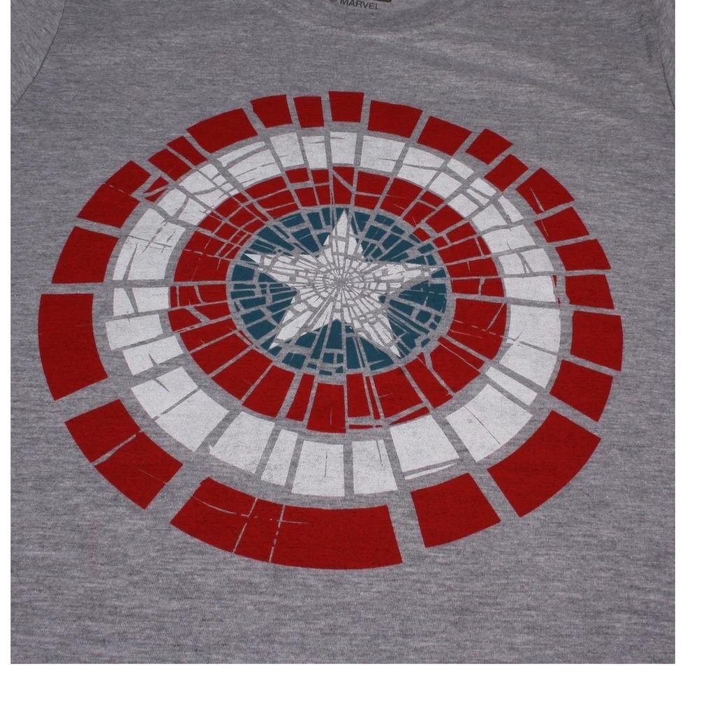 Captain America Mens Shattered Logo Marl T-Shirt