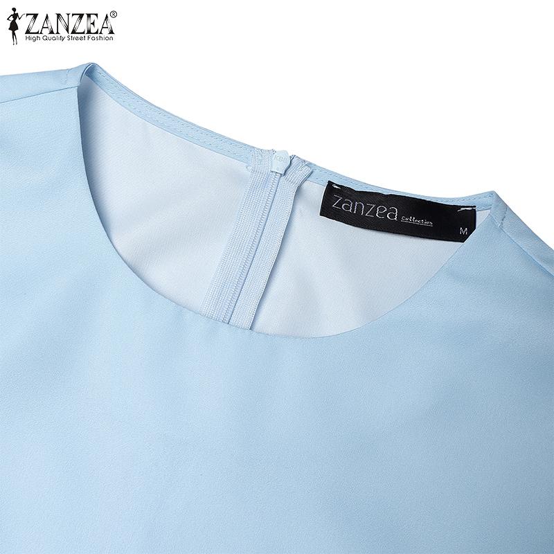 ZANZEA Robe d'été décontractée pour femme, col rond, manches courtes, imprimé patchwork