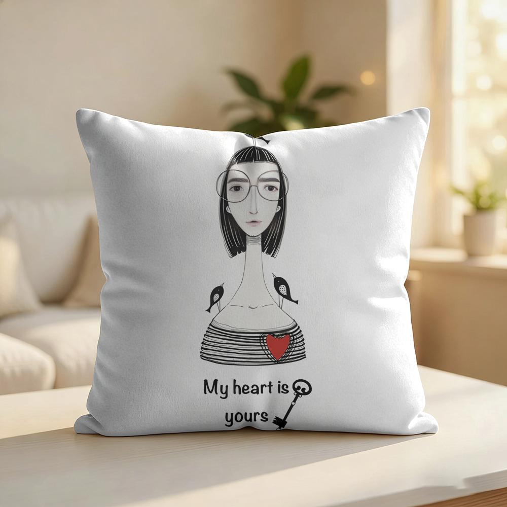 Black White Fashion Ins Sexy Cushion Cover Silky Short Plush Invisible Zipper Dustproof Sofa Pillow Case For Home Decor