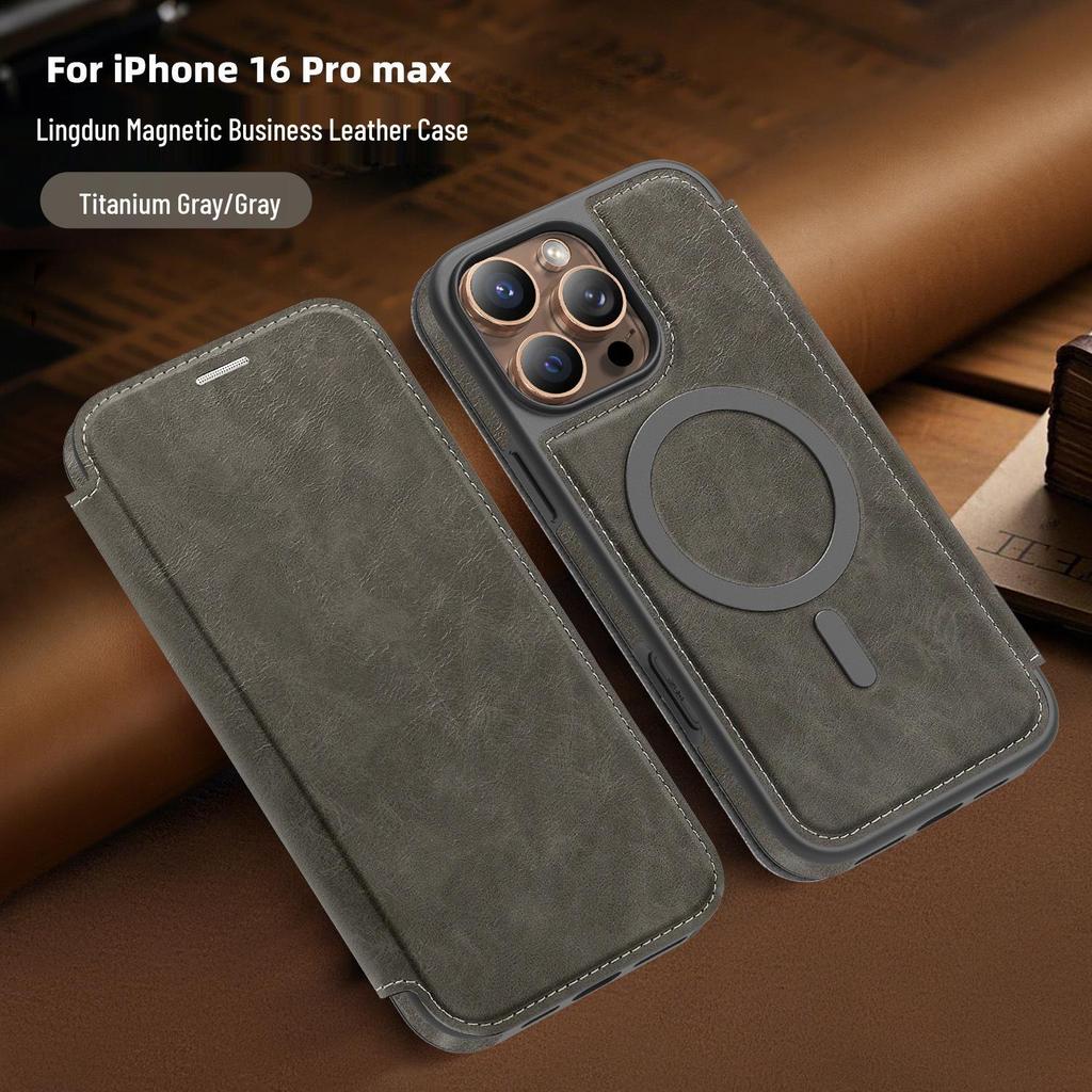 Magnetic Charging Flip Leather Case for Apple iPhone Pro Max (17/16/15/14) - Full Coverage & Anti-Theft