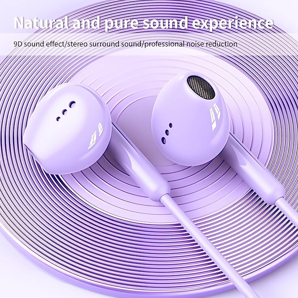 Wired HiFi No Deep Remote Control Compact and Compatible with iPhone Type-C Earphones, Earphones, Ergonomic, USB-C, Tangle-Free, Lag, Bass, Included,