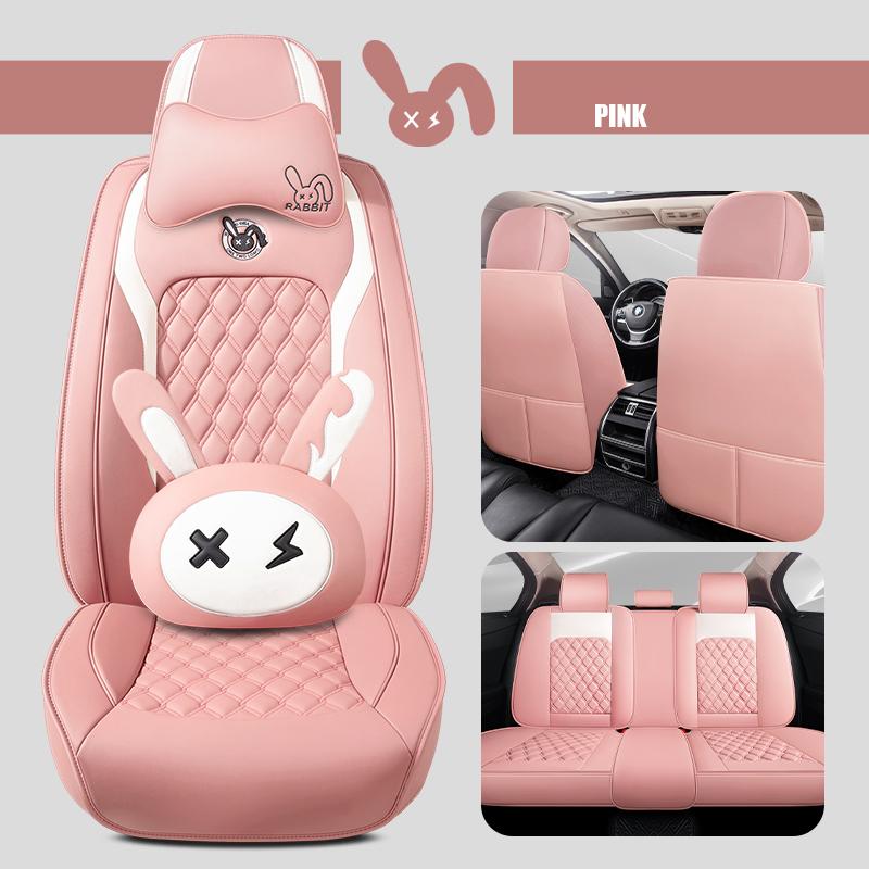 Cartoon Faux Leather Car Seat Covers for SUV Pick-up Truck Sedan Universal Breathable Anti-Slip Driver Seat Cushion (Full Seat)