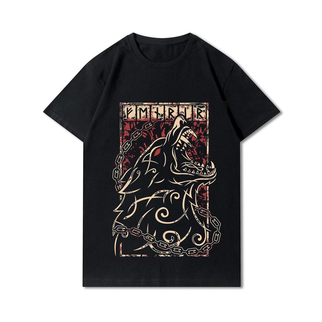 100% Cotton Summer Men T Shirts Viking Vintage Skull Beard with Headphone Printed Casual Top Tees