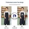 Custom Logo Waterproof Canvas Apron for Restaurant, Dessert, Milk Tea Shop, and Barista
