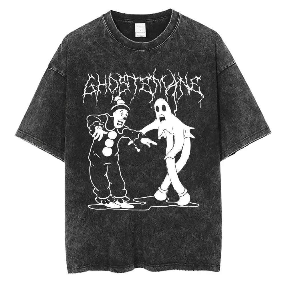 Washed Vintage Rapper Ghostemane Graphic Print Tshirt Men Women Hip Hop Rap Rock Trap Metal Gothic Oversized Tshirt Streetwear