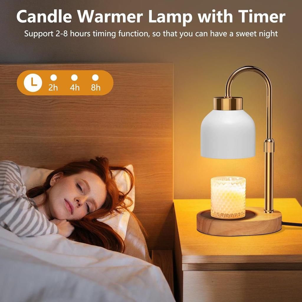 New for Creative Design Flameless Adjustable Aromatherapy Wax Melting Lamp Solid Wood Essential Oil Candle Melting Table Lamp