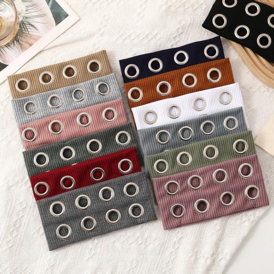 Fascia per Capelli da Donna Colore Puro Decorazioni con Fori Metallici Larga Fascia per Capelli Fascia per la Testa Casual da Palestra Accessorio per Capelli Elastico