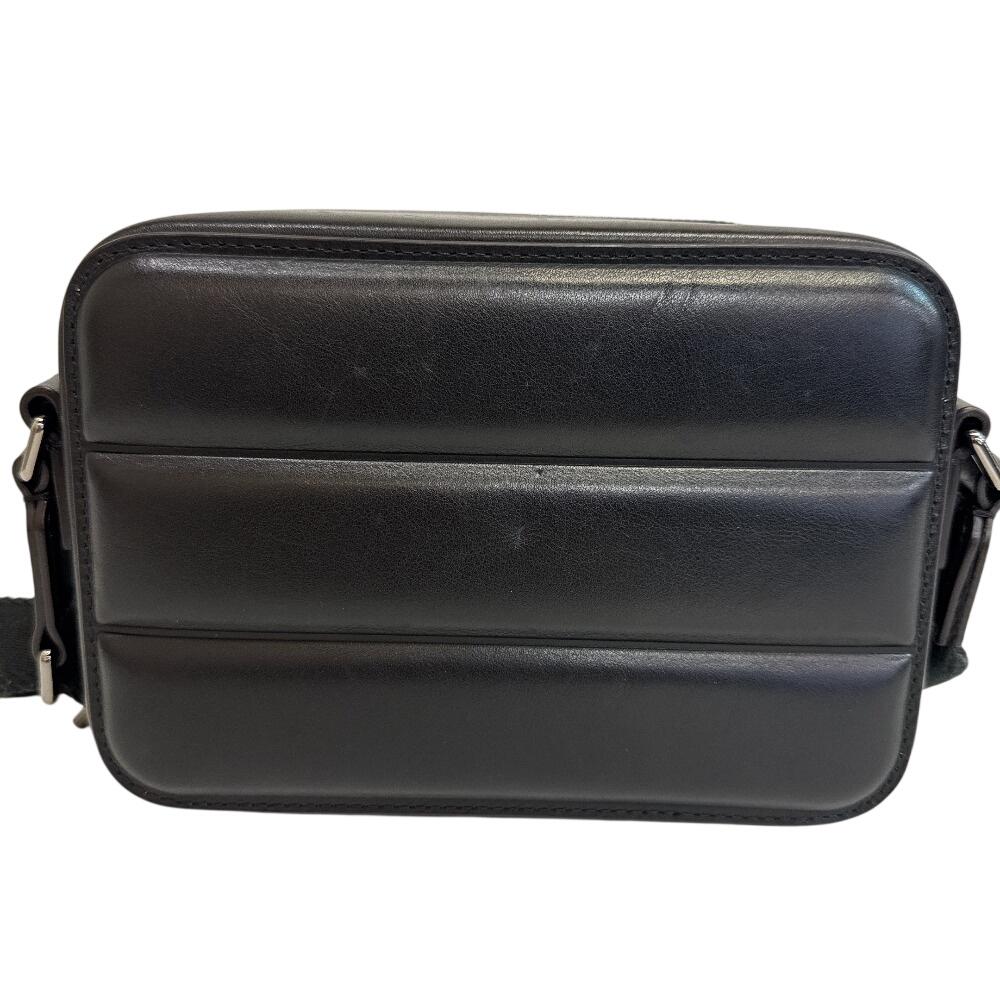 MONCLER Cross body bag leather Horizontal body bag black leather Used