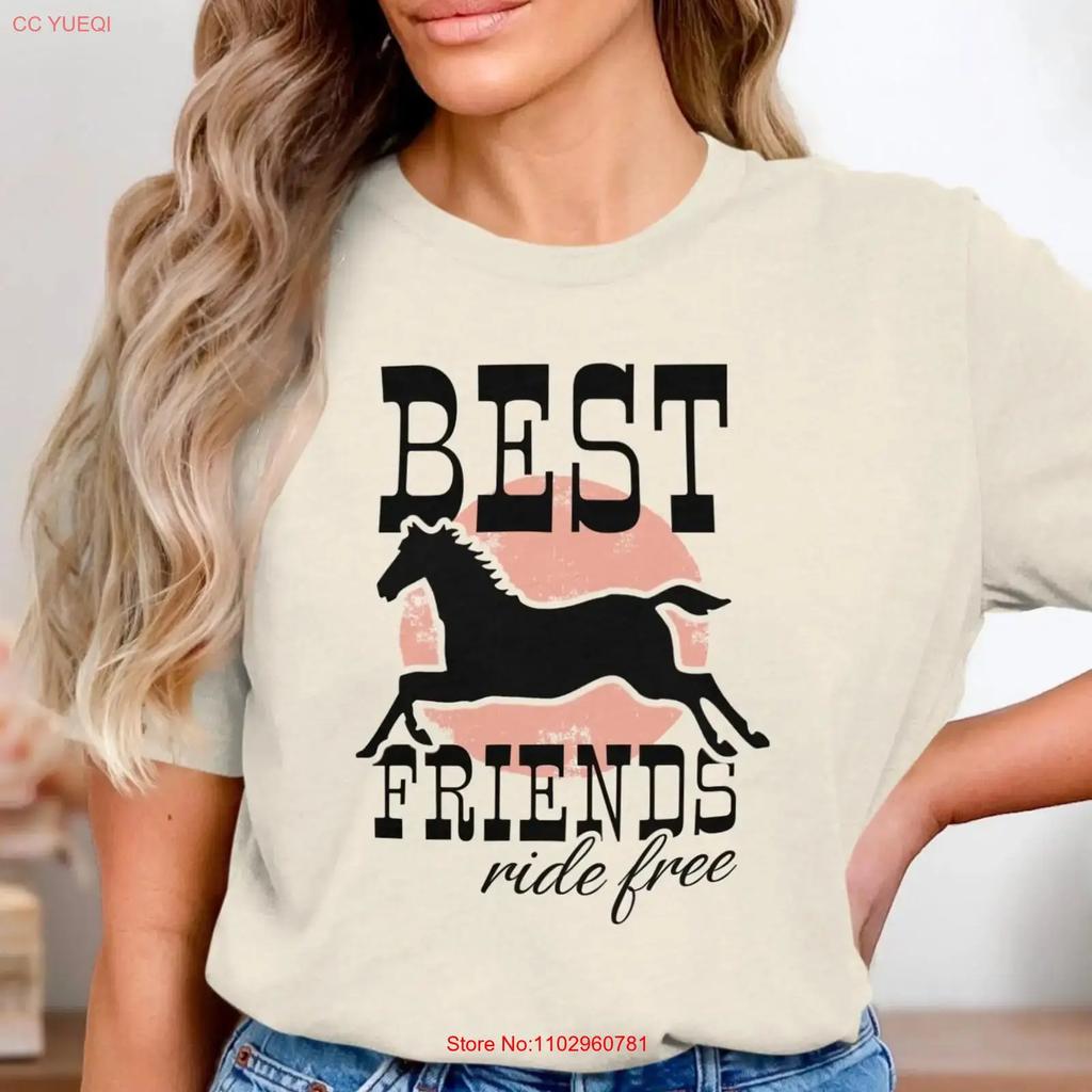Best Friends Ride Free T Shirt Horse Lover Equestrian Animal For Owners Vintage Designer Clothes Graphic Comfortable