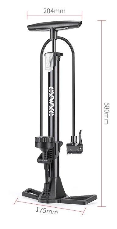 Floor Tire Pump with Hose and Manometer, Aluminum, Black, 58cm, 11bar