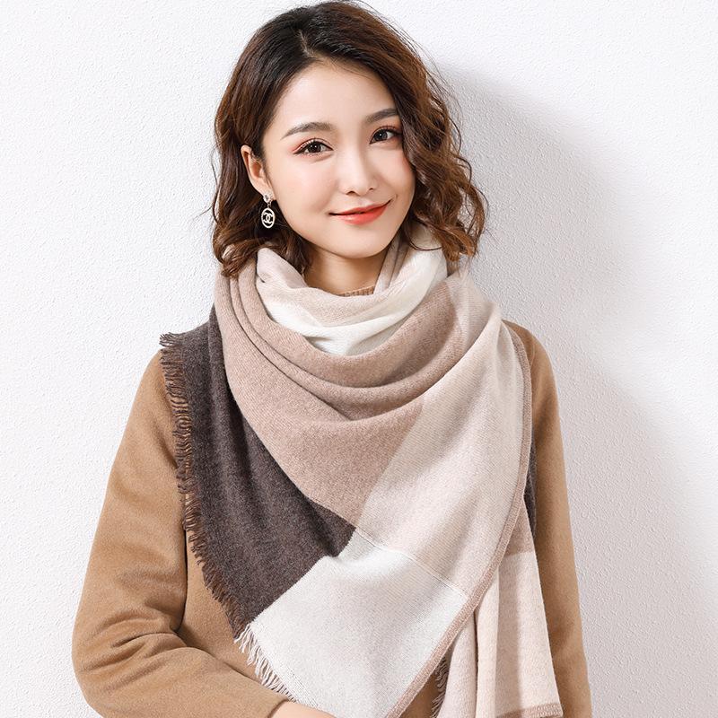 Pure wool women's scarf casual fashion trend autumn scarf autumn and winter Jie warm extended knitted shawl